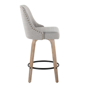 English Elm Fixed-height Swivel Counter Stools with Faux Leather Seats and Chrome Footrest Set of 2 B202S01850