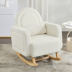 English Elm Christopher Knight Home® - Accent Rocking Chair In Cream Teddy Velvet - Ergonomic Design, Gentle Rocking, Ultimate Comfort! N765P263907W