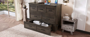 English Elm Murphy Full-Size Cabinet Bed with Built-In Charging Station, Storage Drawer & 700lb Capacity Comfort Gray 52.5 L x 26 W x 5.5 H N733S293995G