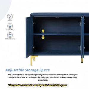English Elm Modern 4-door Sideboard with Carved Surface, Adjustable Shelves, Spacious Storage for Entryway & Living Room W2696P280000