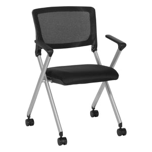 OSP Home Furnishings Flex Back Nesting Chair Mesh Seat Stackable Silver Frame for Conference Rooms FC8486-231