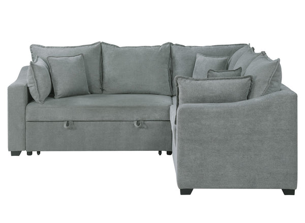 English Elm Alessandro Woven Fabric Sleeper Sectional with Pocket Coil Support and Throw Pillows B2749S00240