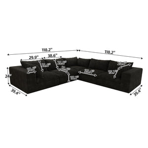 English Elm 118.2" Cloud Sofa - Modular Corduroy Couch With Removable Cushions, No Assembly For Modern Living W2824S00077