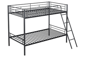 English Elm Contemporary Twin-over-Full Bunk Bed with Sturdy Metal Frame, Two-Tone Finish, Space-Saving Design Black 81 L x 15 W x 7 H B2741P347313