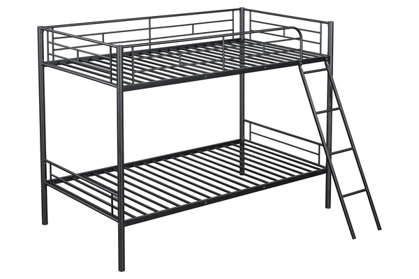 English Elm Contemporary Twin-over-Full Bunk Bed with Sturdy Metal Frame, Two-Tone Finish, Space-Saving Design Black 81 L x 15 W x 7 H B2741P347313