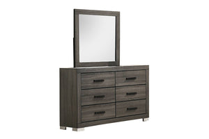 English Elm Modern Rubberwood Dresser with Full Width Bar Handles Gray Grain Finish Bedroom B011P447481