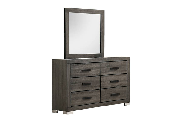 English Elm Modern Rubberwood Dresser with Full Width Bar Handles Gray Grain Finish Bedroom B011P447481