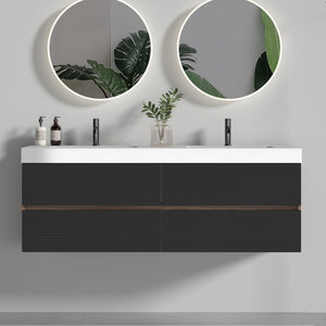 English Elm Emilia 60 Inch Freestanding Oak Vanity with Ceramic Sink and Soft Close Drawers W1865S00192