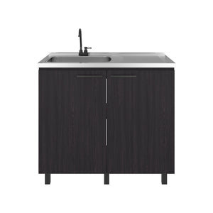 English Elm Utility Sink Base Cabinet with Two Doors Shelved Storage White Oak Laundry Room B097S00258