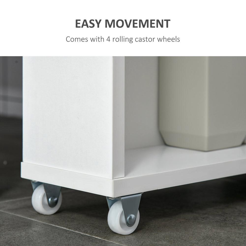 English Elm kleankin Slim Bathroom Cabinet on Wheels with 3 Shelves, Narrow Space Saver, Water-Resistant White, 26.5" H W2225P173988