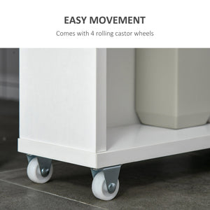 English Elm kleankin Slim Bathroom Cabinet on Wheels with 3 Shelves, Narrow Space Saver, Water-Resistant White, 26.5" H W2225P173988