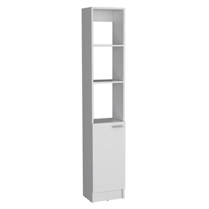 English Elm Linen tall storage cabinet with single door and 6 adjustable shelves, sleek handle and modern finish White 46 L x 18.8 W x 5.11 H B097P199753