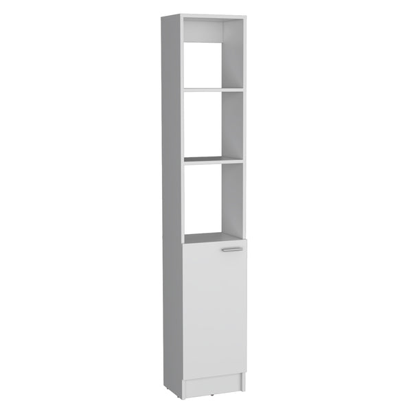 English Elm Linen tall storage cabinet with single door and 6 adjustable shelves, sleek handle and modern finish White 46 L x 18.8 W x 5.11 H B097P199753