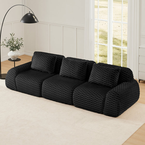 English Elm 114" Modular Cloud Sectional Flannelette Sofa Deep Seat Boneless Foam Living Room Couch W714S01532
