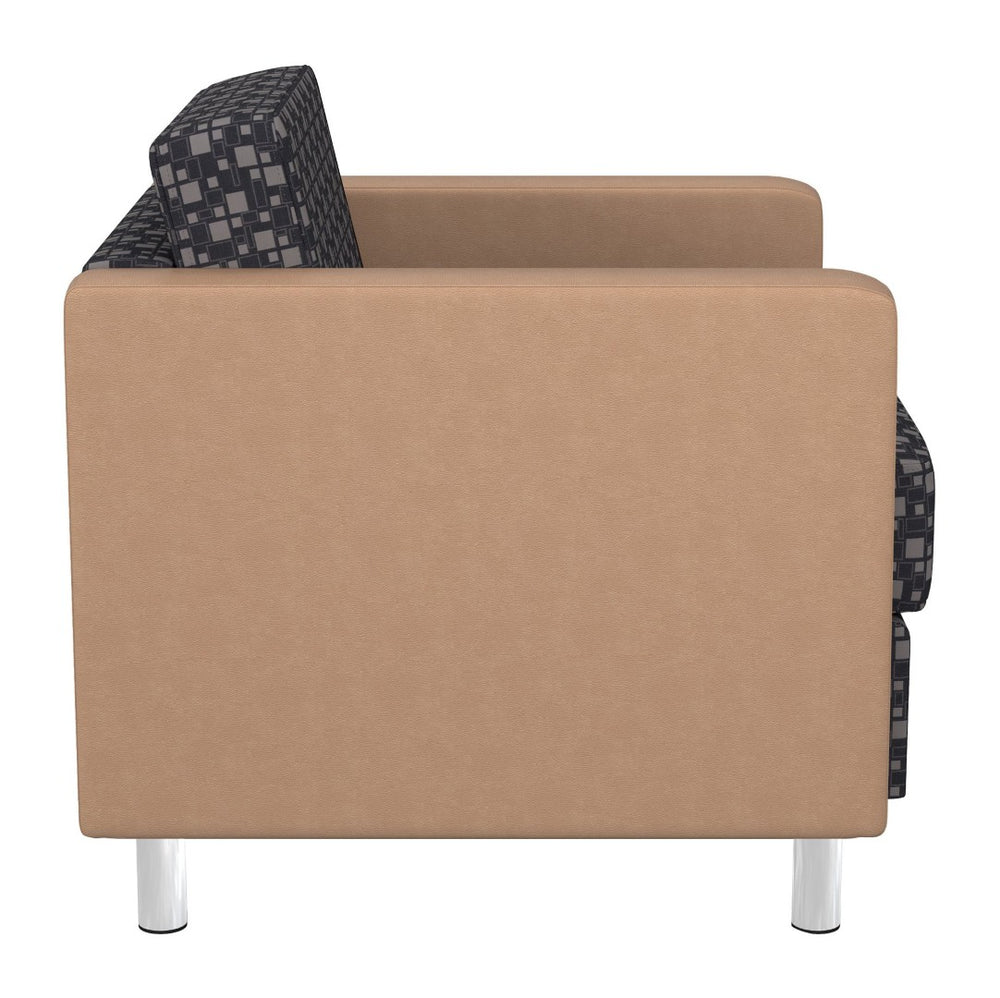 OSP Home Furnishings Pacific Club Armchair with Vinyl Upholstery and Chrome Legs for Modern Living Rooms Steely PAC51-K108/R104