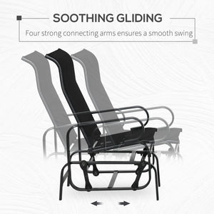 English Elm Outsunny Steel Frame Outdoor Glider Chair with Sling Mesh Seat for Patio Backyard W2225P174335