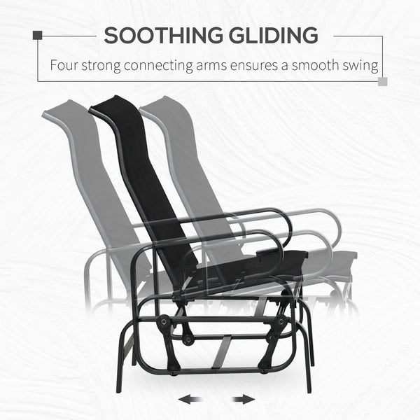 English Elm Outsunny Steel Frame Outdoor Glider Chair with Sling Mesh Seat for Patio Backyard W2225P174335