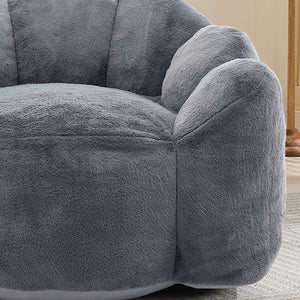 English Elm Lotus memory foam bean bag sofa with pull ring — anti-fouling faux fur, non-slip base, cozy support Gray W2311P357141