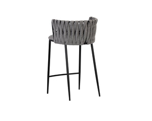 Sunpan Sarai Contemporary Barstool with Unique Weaved Backrest and Black Powder-Coated Steel Frame Belfast Koala Grey
