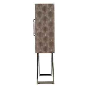 English Elm 27.6x13.8x59.1" Tall Freestanding Storage Cabinet with Patterned Flannel and Metal Pulls W2078P180418