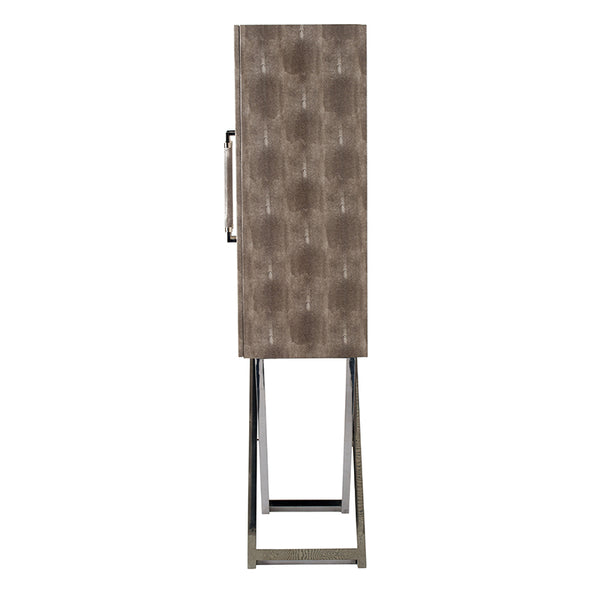 English Elm 27.6x13.8x59.1" Tall Freestanding Storage Cabinet with Patterned Flannel and Metal Pulls W2078P180418