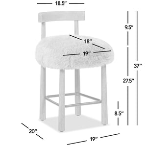 English Elm Jennifer Taylor Home - Arden 27.5" Genuine Fur Counter Height Bar Stool Natural Blonde - Sheepskin, Wood, Brass Footrest B2719P321040