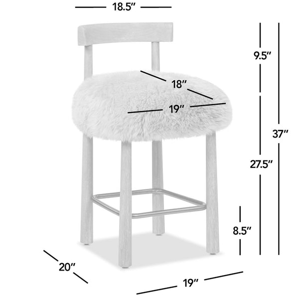 English Elm Jennifer Taylor Home - Arden 27.5" Genuine Fur Counter Height Bar Stool Natural Blonde - Sheepskin, Wood, Brass Footrest B2719P321040