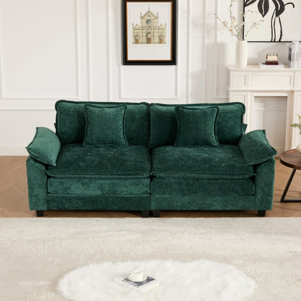 English Elm Wider Armrest Loveseat - Modern Green Chenille Couch With Cloud-Like Comfort For Any Space W1143S00038-GIGA