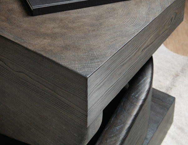 Hooker Furniture Commerce Twister End Table With Distressed Dark Finish, Sculptural Twist Base, Resin & Pine Veneer Stability 7228-80183-89