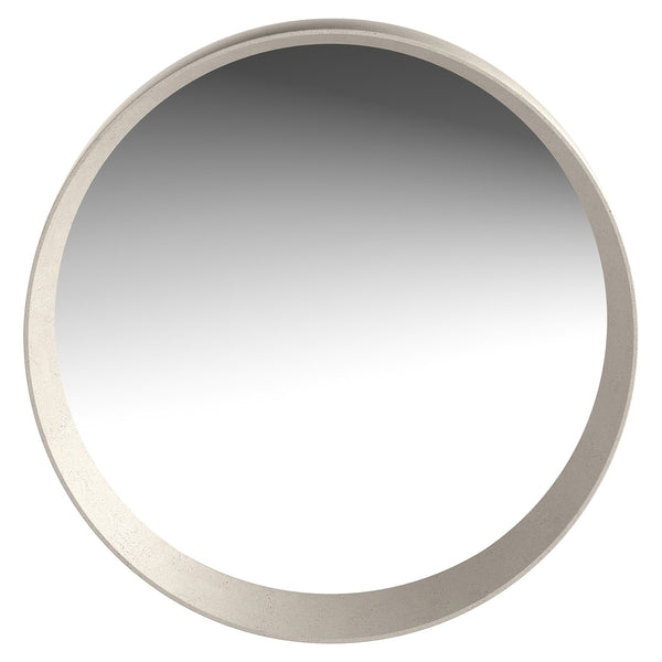 Bernhardt Bernhardt Casa Paros 40" Round Mirror — Bedrock Cast-Resin Geometric Frame, Rustic-Modern Accent 317333
