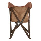 Homelegance By Top-Line Kosmo Genuine Top Grain Leather Tripolina Sling Chair Espresso Leather