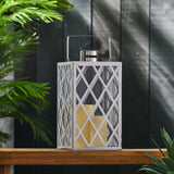 Christopher Knight Home® - Noble House - Ashuelot Outdoor 18" Modern Stainless Steel Lantern