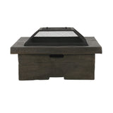 Christopher Knight Home® - Noble House - Bolton Outdoor Lightweight Concrete Wood Burning Square Fire Pit, Gray