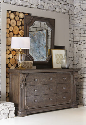 A.R.T. Furniture Vintage Salvage Wren Dresser - Exquisite Walnut Finish, Parawood Solids, Timeless Traditional Elegance Brown, Brown Material, Parawood Solids 231131-2812