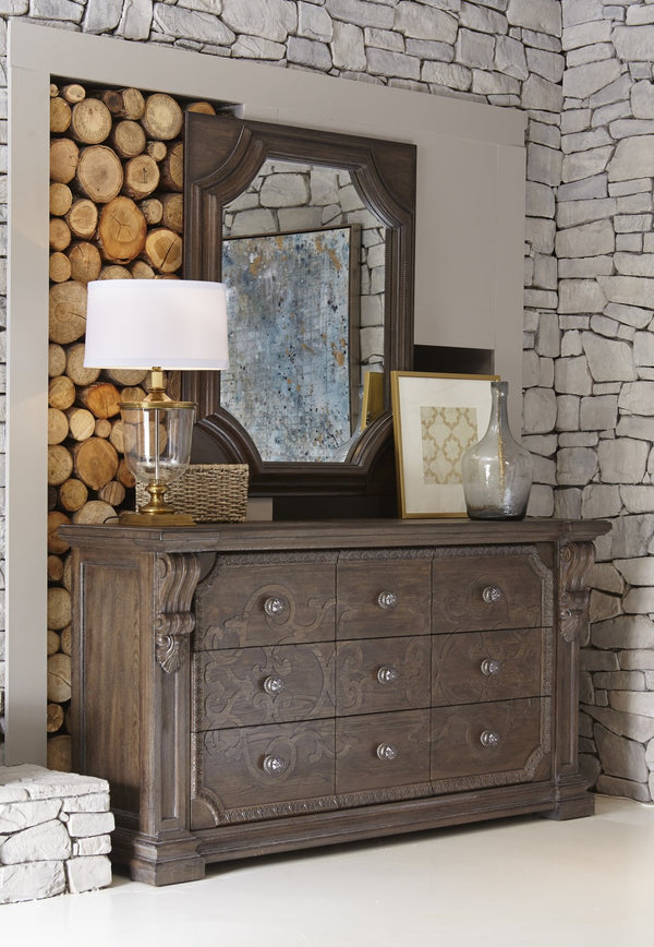 A.R.T. Furniture Vintage Salvage Wren Dresser - Exquisite Walnut Finish, Parawood Solids, Timeless Traditional Elegance Brown, Brown Material, Parawood Solids 231131-2812