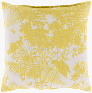 Surya Shadow Floral Fbs-001 20"X20" Elegant Accent Pillow - Global Inspired Design For Chic Home Decor Yellow Cotton,Linen Fbs003-2020d