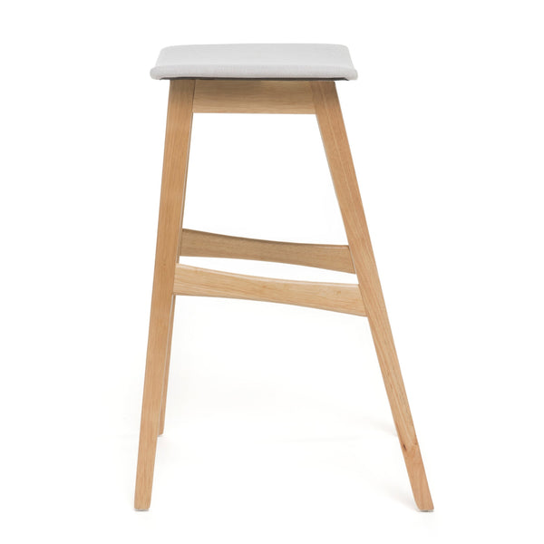 English Elm Christopher Knight Home® - Bar Stool Set Of 2 - Elegant Mid-Century Modern Design With Light Beige Upholstery & Oak Finish 58922.00LBE