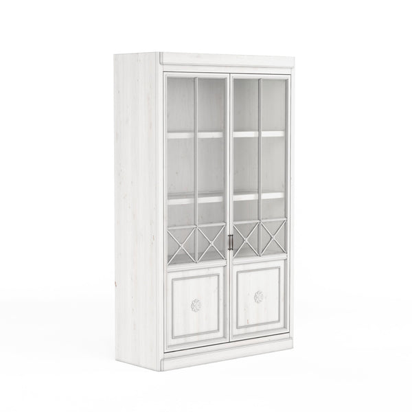 A.R.T. Furniture Somerton Traditional Display Cabinet With Glass Doors, Adjustable Shelves & Touch Dimmer Light White Parawood Solids,Elm Veneers,Metal,Glass,Resin 303240-2824