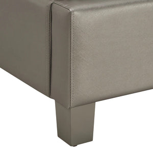 Homelegance By Top-Line Vaughn Faux Leather Crystal Tufted Bed Silver Faux Leather