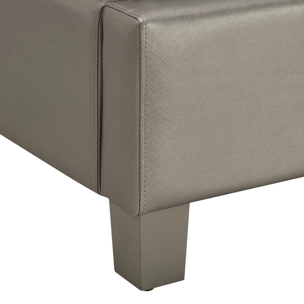 Homelegance By Top-Line Vaughn Faux Leather Crystal Tufted Bed Silver Faux Leather