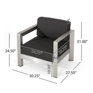 English Elm Christopher Knight Home® - AVIARA Aluminum Club Chair with Deep Seating and Low-Profile Design, Durable 400 lb Capacity, Compact Silver 64077.00SC
