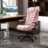 English Elm Homcom 6 Point Vibrating Massage Office Chair With Heat, Velvet High Back Executive Office Chair With Reclining Backrest, Padded Armrests and Remote, Pink