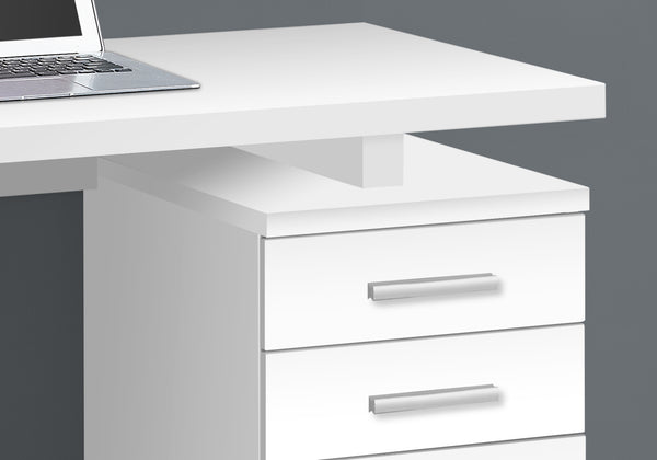 English Elm Computer Desk with Reversible Drawer Unit and Floating Top, 3-Drawer Storage, Modern Office Compact Workstation White 52 L x 27 W x 8 H B2710P219900