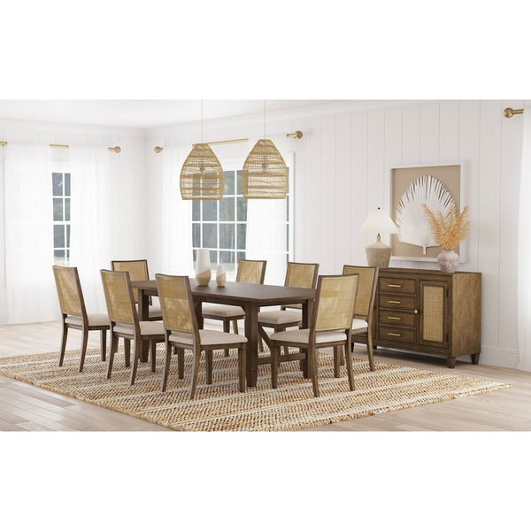 English Elm Jamie Trestle Base Mahogany Veneer Extendable Dining Table for Farmhouse Rooms B062P447822
