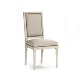 Louis Cane Back Side Chair Distressed Ivory Birch, Natural Linen, Burlap FC010-4 309 A003/H010 Zentique