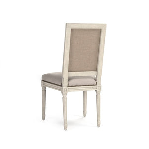 Louis Cane Back Side Chair Distressed Ivory Birch, Natural Linen, Burlap FC010-4 309 A003/H010 Zentique