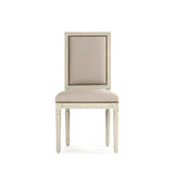 Louis Cane Back Side Chair Distressed Ivory Birch, Natural Linen, Burlap FC010-4 309 A003/H010 Zentique