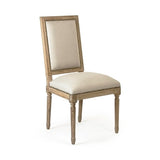Louis Side Chair Limed Grey Oak, Natural Linen FC010-4 E272 A003 w/ Nailhead Zentique