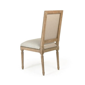 Louis Side Chair Limed Grey Oak, Natural Linen FC010-4 E272 A003 w/ Nailhead Zentique