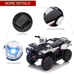 English Elm Aosom 12v Kids Battery Powered Atv Quad with Led Lights Music Usb Treaded Tires W2225P249795
